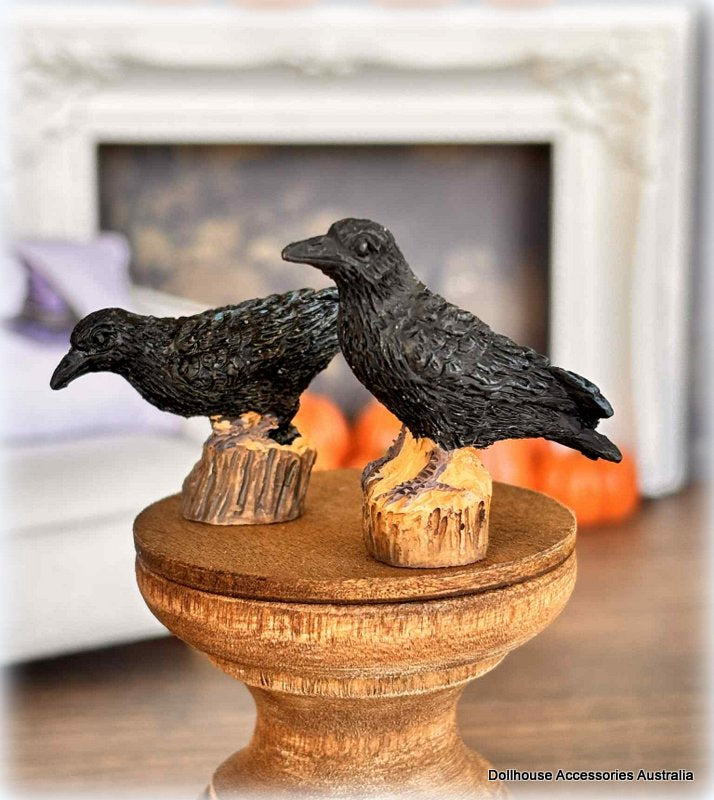 Dollhouse Miniature Black crow birds halloween apothecary resin