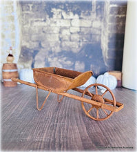 Dollhouse rusty wheelbarrow faux rust garden vintage style
