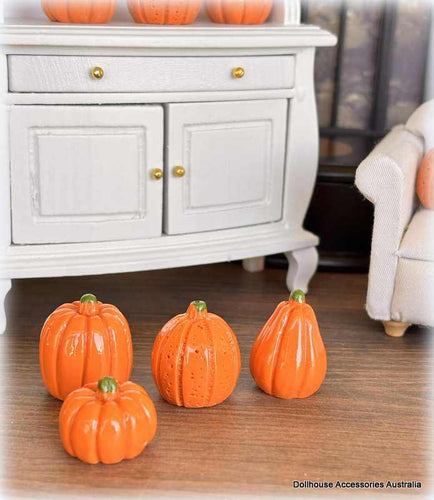 Orange Pumpkins - Set of 4 - Miniature