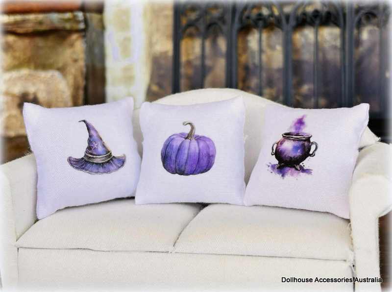 Dollhouse miniature witch cushions decor
