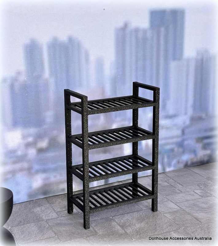 Storage Shelves - 4 Tiered - Black - Miniature