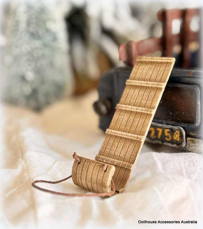 Dollhouse miniature Christmas village 
toboggan sled winter diorama scene