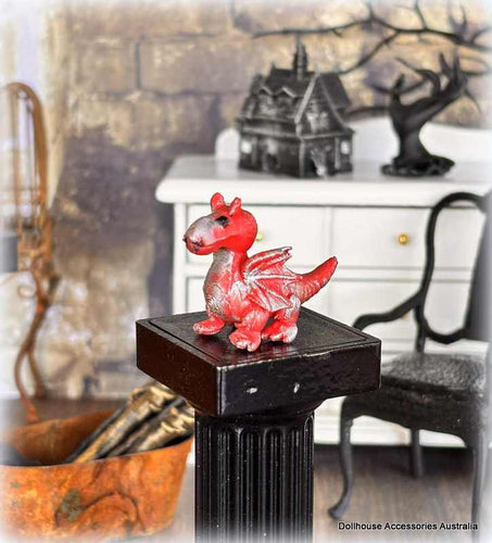 Dollhouse nursery toy dragon red silver