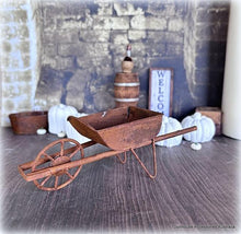 Dollhouse rusty wheelbarrow faux rust garden