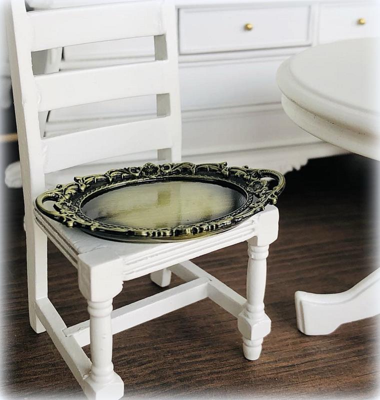 Ornate Brushed Bronze Tray - Oval -  Miniature
