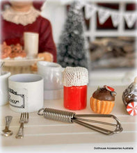 Dollhouse miniature kitchen whisk egg beater Christmas baking