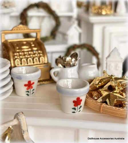 Dollhouse planter pot ceramic floral