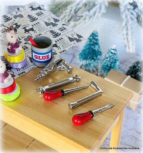 Red Handyman's Tools with Drill Set - Miniature