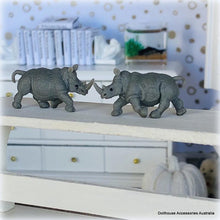 Dollhouse mini rhinocerus toy nursery scene good luck rhino