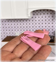 Dollhouse miniature kitchen pink rubber gloves