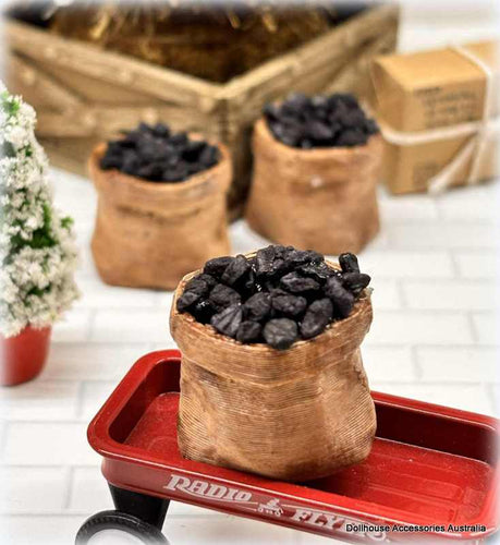 Dollhouse miniature Sack of Coal for Christmas