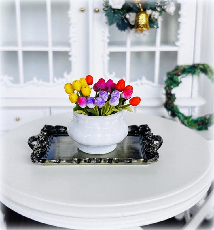 Ornate Brushed Bronze Tray - Rectangle -  Miniature