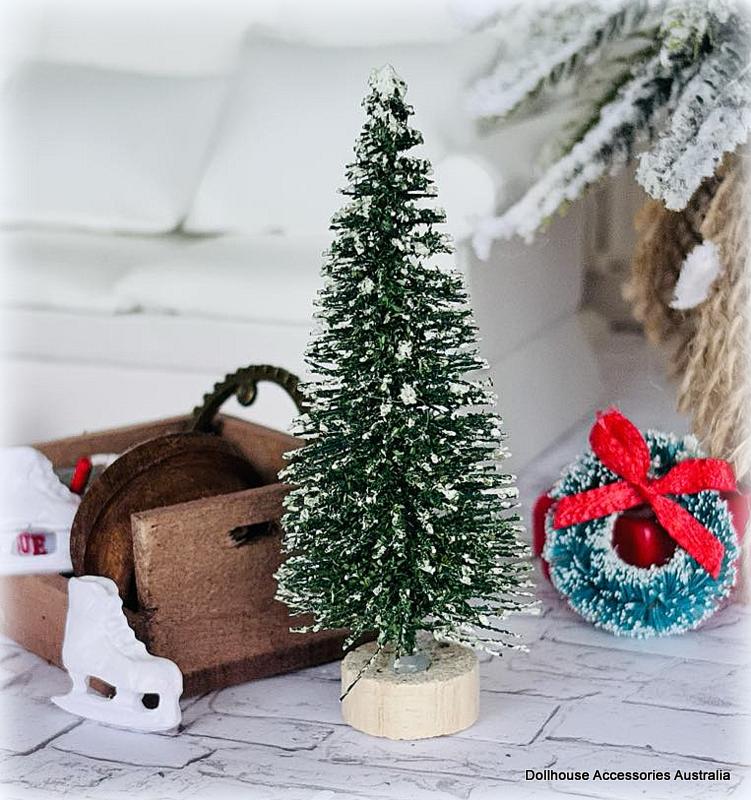 Small Pine Christmas Tree - Flocked - 9cm - Miniature