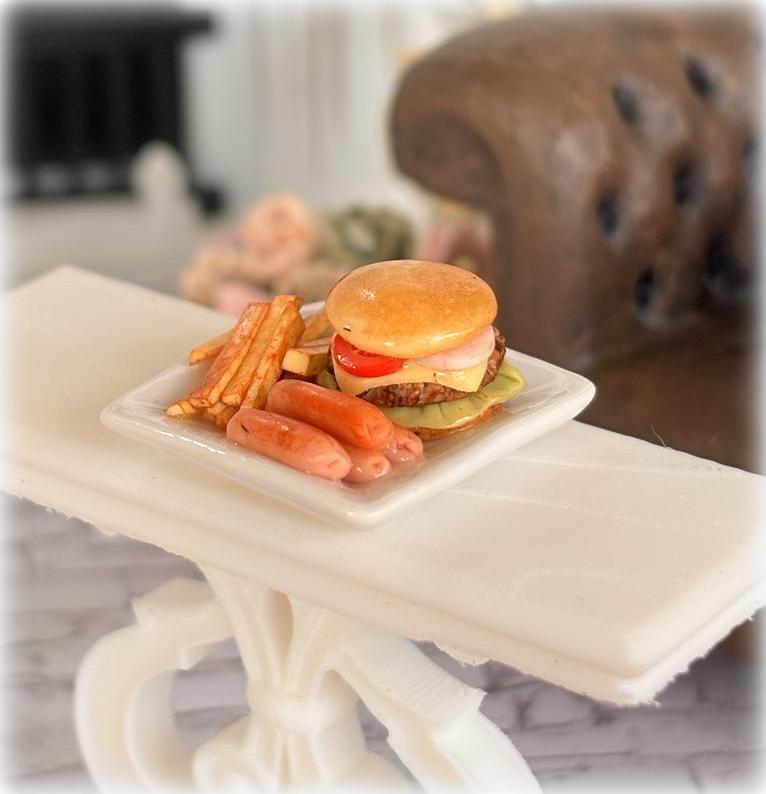 Burger Fries and Sausage - Miniature
