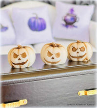 Miniature ugly halloween carved pumpkin faces dollhouse