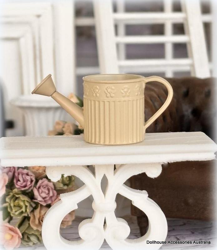Dollhouse florist garden scene watering can and flowers