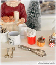 Dollhouse miniature kitchen whisk egg beater Christmas baking