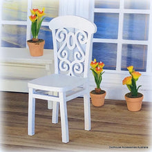 White Scroll-back Chair x 1 - Miniature