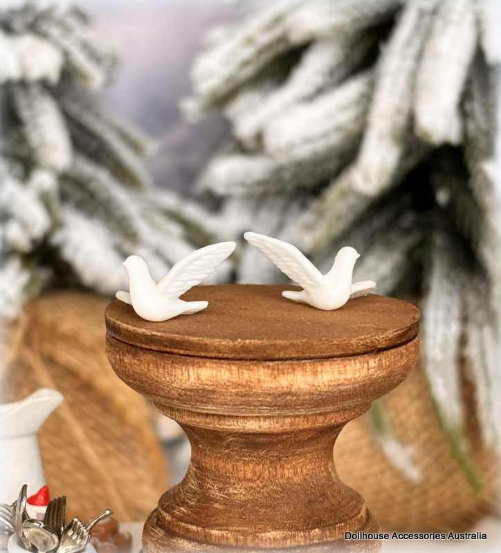 White Doves - Pair - Miniature