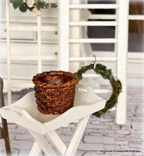 Round Wicker Look Vase - Resin - Miniature
