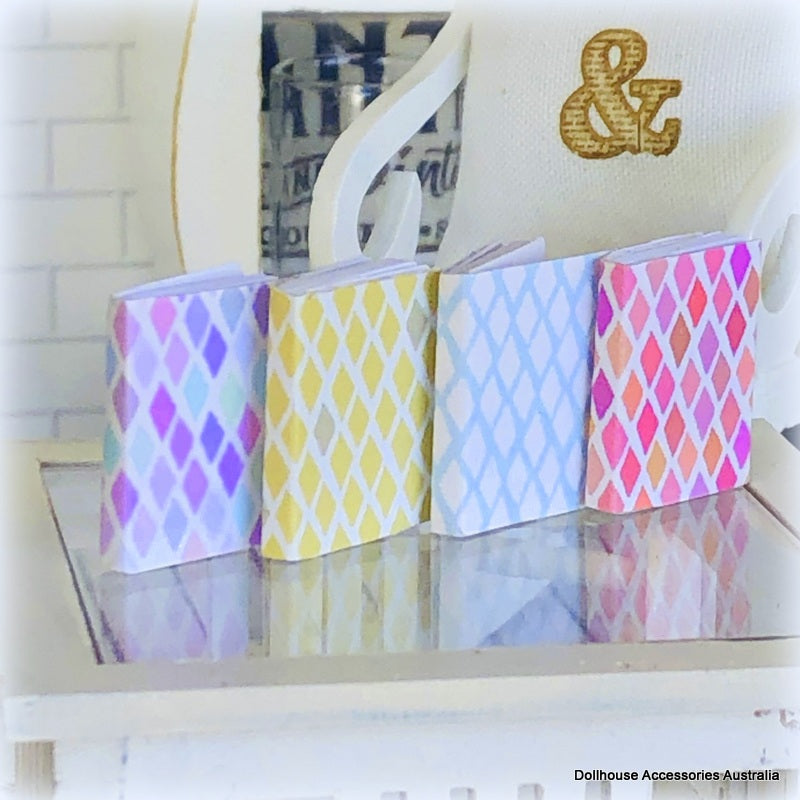 Journals - Set of 4 - Pastel Diamond theme - Miniature