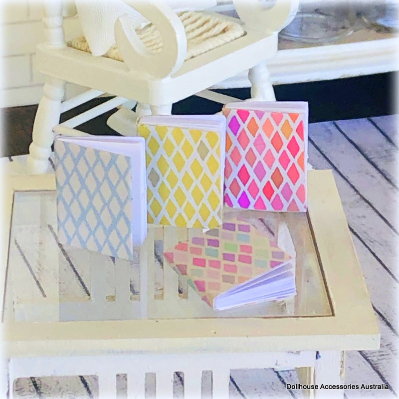 Journals - Set of 4 - Pastel Diamond theme - Miniature