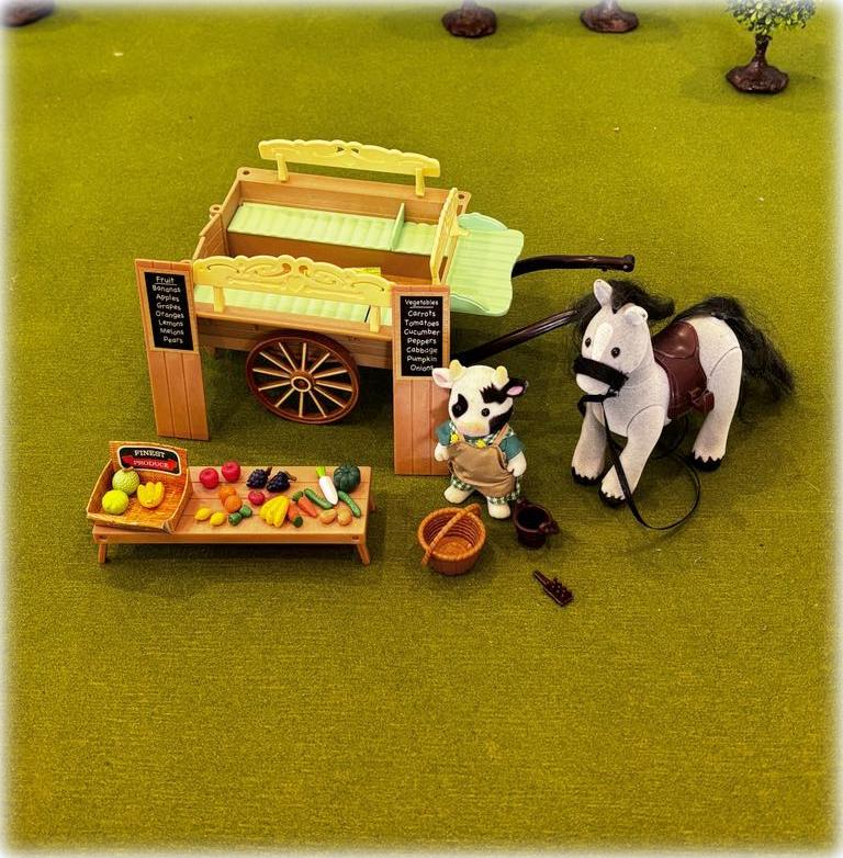Sylvanian Families Farm Horse and Cart Set (2011) - Vintage - Included Horse and Figure