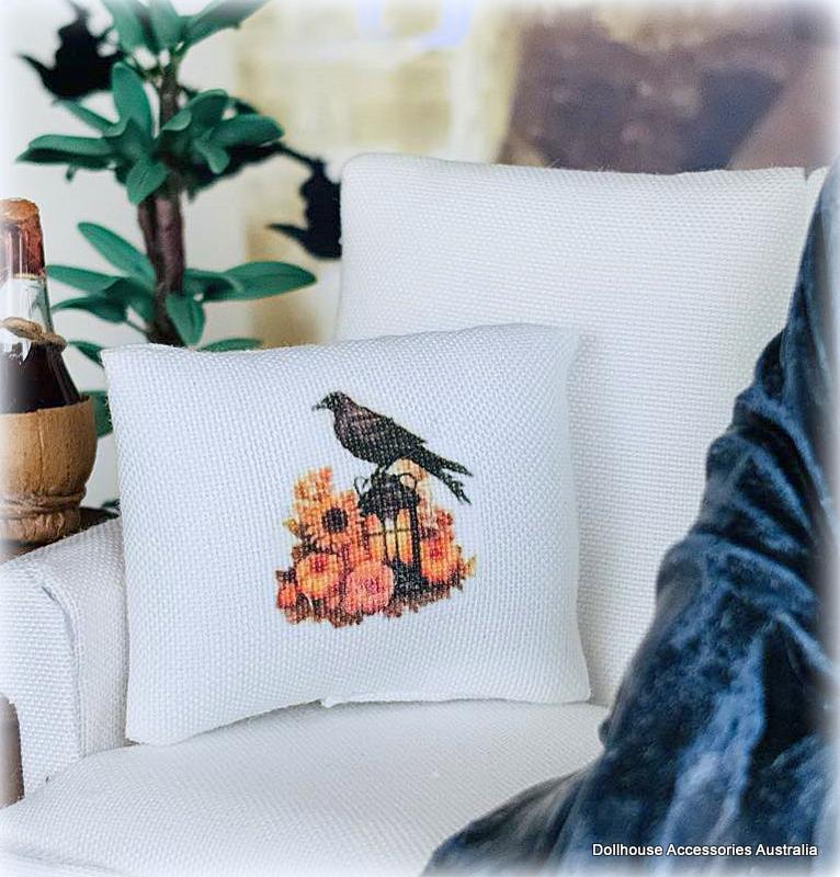 Dollhouse Halloween Cushion Decor Black crow