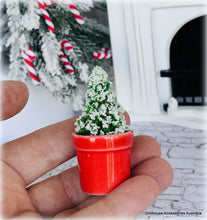 Snow-Flocked Tree in Red Pot - Miniature