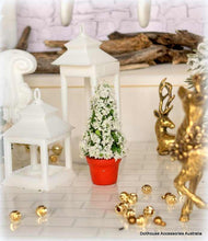 Dollhouse christmas white tree in red pot small