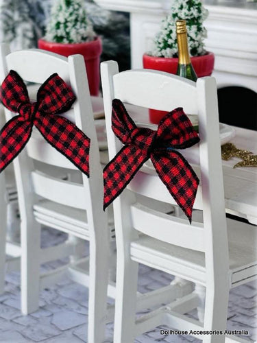 Dollhouse miniature buffalo plaid country dining room