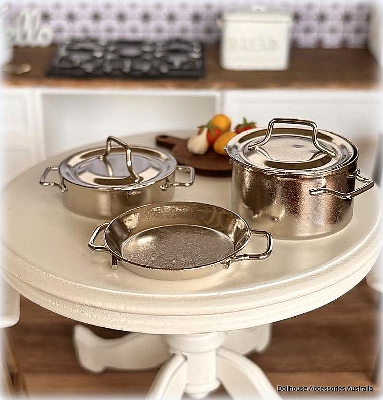 Stainless Steel Stove Pot Set of 3 - Miniature