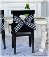 Dollhouse black and white plaid chair bows dining table farmhouse