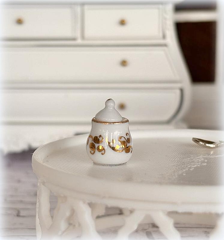 REutter porcelain white gold sugar bowl
