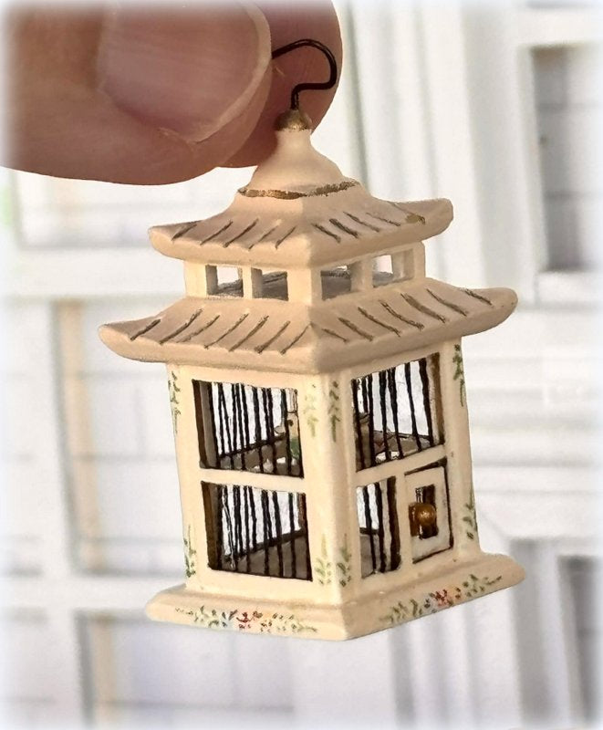 Dollhouse cream ornate birdcage