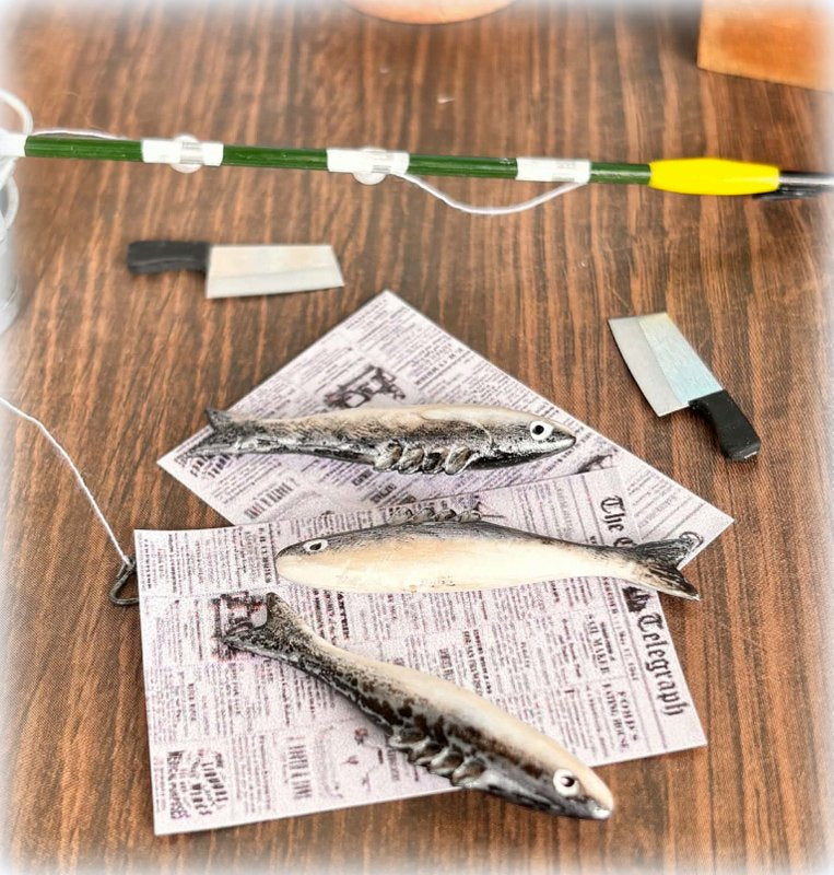 Silver Herring Fish x 3 - Miniature
