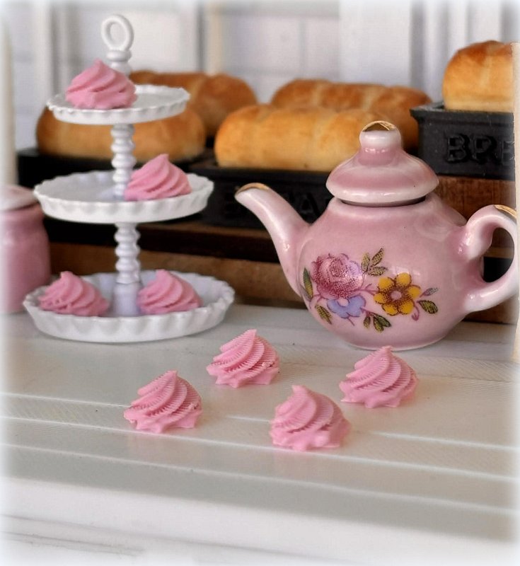 Dollhouse Miniature pink sweet meringues