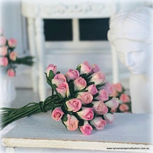 Dollhouse miniature salmon pink paper roses florist shop