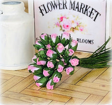 Dollhouse paper roses pink rosebuds florist bouquet