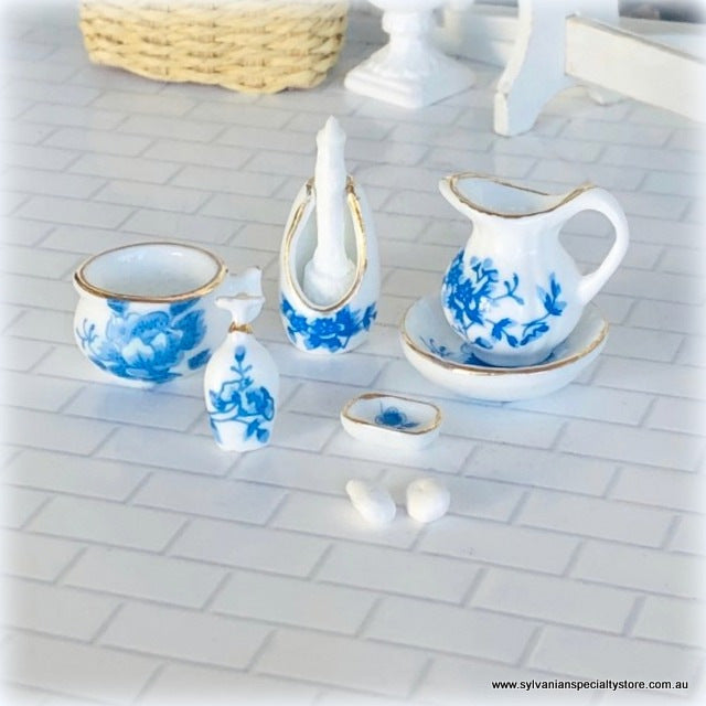 Dollhouse blue Bathroom accessories set