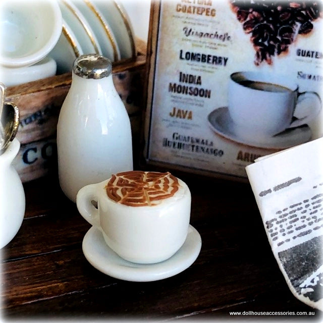 Dollhouse morning coffee barista cup saucer