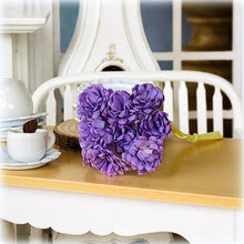 Dollhouse miniature gypsophylia purple flowers bouquet florist