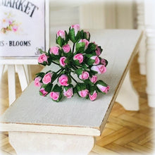 Dollhouse paper roses pink rosebuds florist bouquet