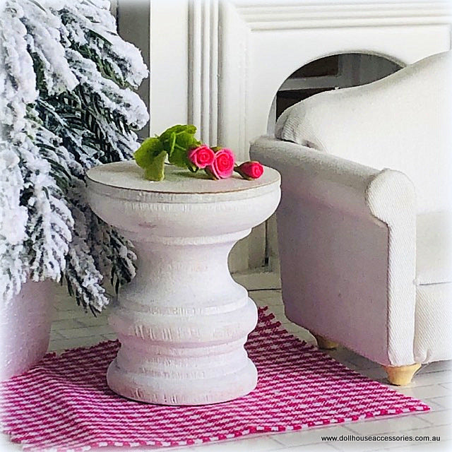 Dollhouse miniature white accent side table country modern farmhouse