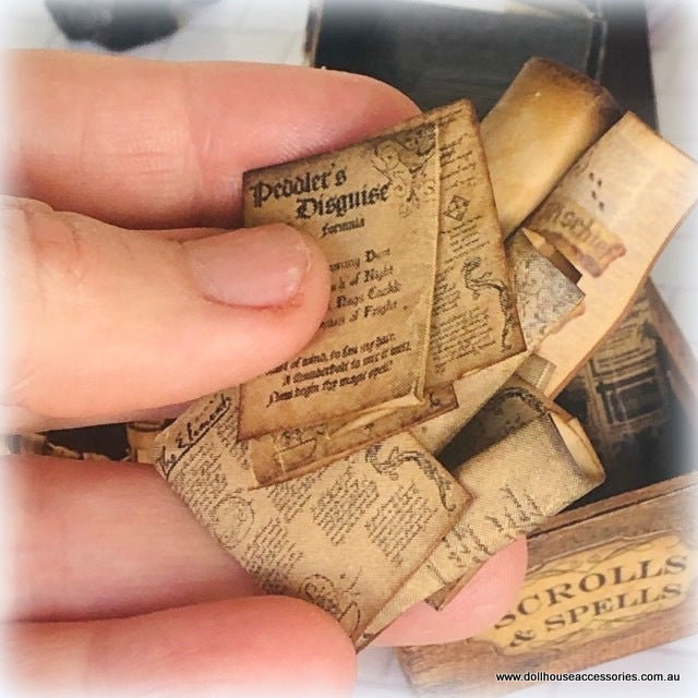 Dollhouse scrolls ancient spells apothecary supplies