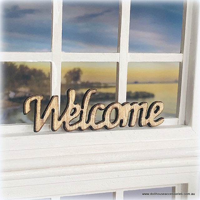 Dollhouse miniature welcome sign