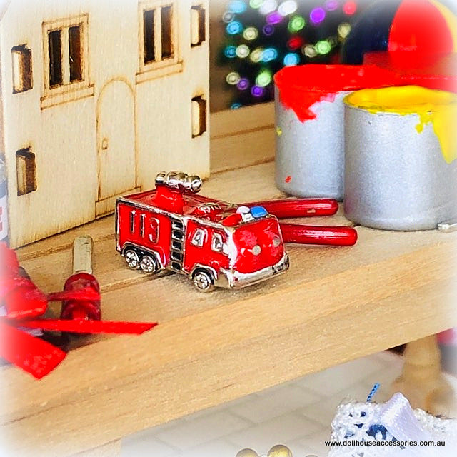 Dollhouse miniature toy fire engine