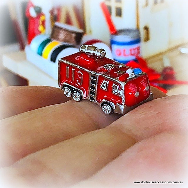 Dollhouse miniature toy fire engine