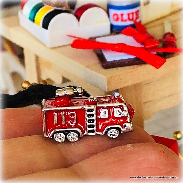 Dollhouse miniature toy fire engine
