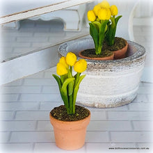 Dollhouse miniature yellow tulip in pot